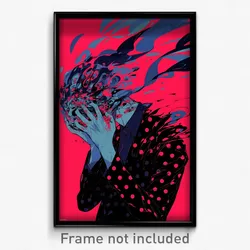 Anime Art Poster - Man Feeling Hatred Wearing Elaborate Polka Dot Ribbon (Print)