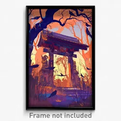 Art Poster - Digital Wire Frame Shrine (Psychedelic Trippy Weird 11x17 Print)