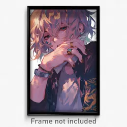 Anime Art Poster - Boy Feeling Fascination Wearing Cluttered Bracelet (Print)