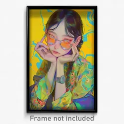 Art Poster - Girl Feeling Alienation Wearing Old Glasses (Print)