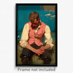 Art Poster - Man Feeling Schadenfreude Wearing Idealistic Pink Vest (Print)