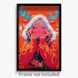 Anime Art Poster - Woman Feeling Shy Wearing Well Made Reindeer Costume (Print)