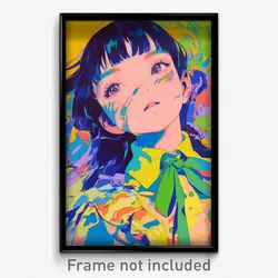 Anime Art Poster - Girl Feeling Eagerness, Flamboyant Green Neckwear (Print)