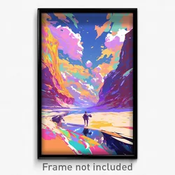 Art Poster - Deserted Sandbar (Psychedelic Trippy Weird 11x17 Cartoon Print)
