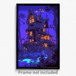 Art Poster - Animated Outbuilding (Psychedelic Trippy Weird 11x17 Cartoon Print)