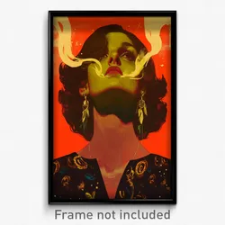Spanish Movie Poster - Woman Feeling Grouchiness, Illustrious Feather Earrings