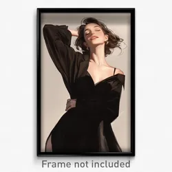 Art Poster - Woman Feeling Elation Wearing Shadowy Black Clothes (Art Print)