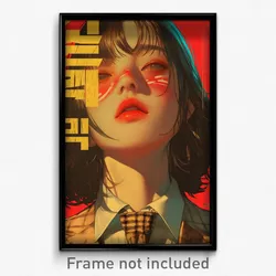 Korean Movie Poster - Girl Feeling Admiration, Bright Checkered Necktie (Print)