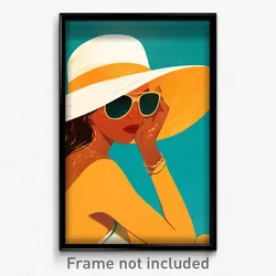 Icelandic Movie Poster - Woman Feeling Bored, Imaginary Sun Hat (Art Print)