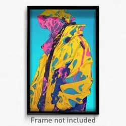 Anime Art Poster - Man Feeling Glumness Wearing Vibrant Yellow Jacket (Print)