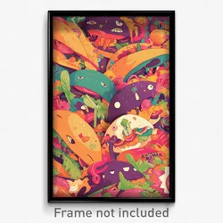 Art Poster - Vibrant Tacos (Psychedelic Trippy Weird 11x17 Cartoon Print)