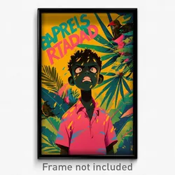 Brazilian Movie Poster - Boy Feeling Exasperated, Sturdy Pink Shirt (Art Print)