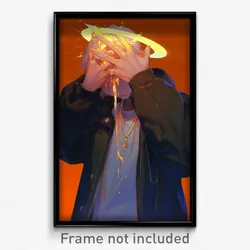 Anime Art Poster - Man Feeling Uneasiness Wearing Angelic Gold Necklace (Print)