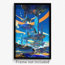 Art Poster - Starry Futuristic Architecture (Psychedelic Trippy Weird Print)