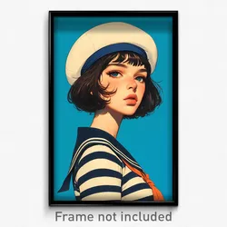 Art Poster - Girl Feeling Flakey Wearing Stylish Sailor Hat (Print)