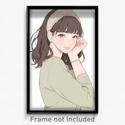 Anime Art Poster - Woman Feeling Carefree, Original Lace Trimmed Hairband