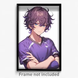 Anime Art Poster - Man Feeling Mixed Up Wearing Athletic Purple Sleeves (Print)