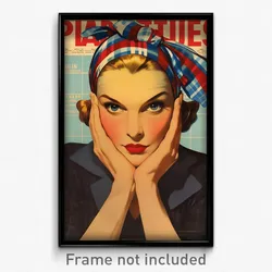 French Movie Poster - Woman Feeling Distracted, Grand Plaid Headwear (Art Print)