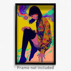 Anime Art Poster - Woman Feeling Serenity Wearing Livid Kneehighs (Print)