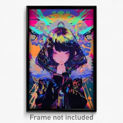 Anime Art Poster - Woman Feeling Content, Metallic Fur Trimmed Jacket (Print)