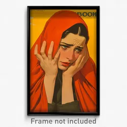 Greek Movie Poster - Woman Feeling Remorse, Simplistic Popped Button (Art Print)