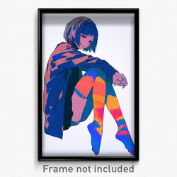 Anime Art Poster - Girl Feeling Aversion, Impeccable Multicolored Legwear