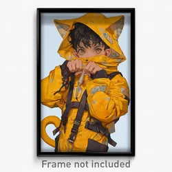 Anime Art Poster - Boy Feeling Joviality Wearing Outlandish Kittysuit (Print)