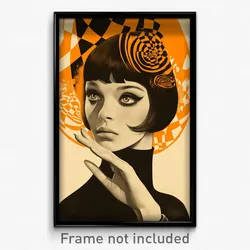 German Movie Poster - Woman Feeling Puzzled, Quizzical Orange Headwear (Print)