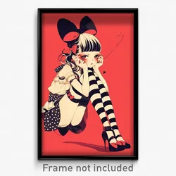 Art Poster - Woman Feeling Love Wearing Original Ribbon Trimmed Legwear (Print)