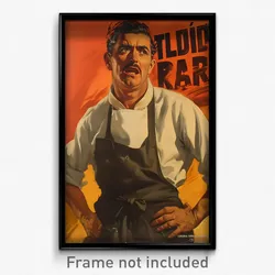 Spanish Movie Poster - Man Feeling Excited, Immaterial White Apron (Art Print)