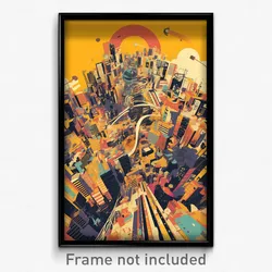 Mexican Movie Poster - Wavy Metropolis (Mexico Psychedelic Art Retro Film Print)
