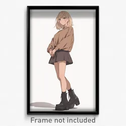 Anime Art Poster - Girl Feeling Homesickness, Noteworthy Platform Boots (Print)