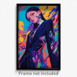 Anime Art Poster - Girl Feeling Outrage Wearing Pricey Pinstripe Suit (Print)