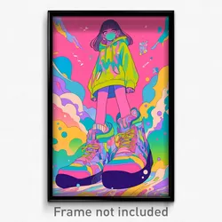 Anime Art Poster - Girl Feeling Contempt, Outlandish Multicolored Footwear