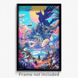Art Poster - A Sprawling Fantasy World Filled With Mythical Creatures And
