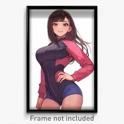 Anime Art Poster - Woman Feeling Smug, Well Off Multicolored Bodysuit (Print)