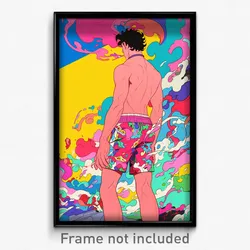Art Poster - Man Feeling Enchanted Wearing Burly Pink Shorts (Print)