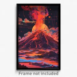 Art Poster - Fluffy Volcano (Psychedelic Trippy Weird 11x17 Print)