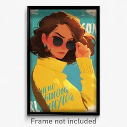 Spanish Movie Poster - Girl Feeling Self Critical, Quaint Yellow Cardigan