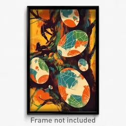 French Movie Poster - Webbed Easter Eggs (France Retro Film Art Print)