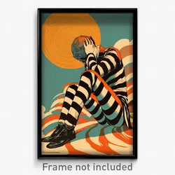 Spanish Movie Poster - Man Feeling Calmness, Orderly Striped Legwear (Art Print)