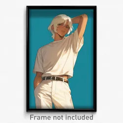 Anime Art Poster - Boy Feeling Numb Wearing Heavenly White Pants (Print)