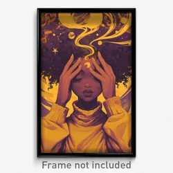 Anime Art Poster - Woman Feeling Hate Wearing Golden Purple Headwear (Print)