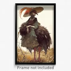 Art Poster - Ostrich Feeling Suspense Wearing Farming Medium Dress