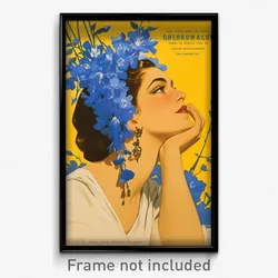 Greek Movie Poster - Woman Feeling Envy, Delightful Blue Flower (Art Print)