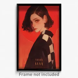 Thai Movie Poster - Girl Feeling Brooding, Outrageous Checkered Kimono (Print)