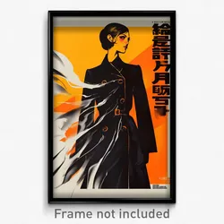 German Movie Poster - Woman Feeling Insecurity, Warped Black Coat (Art Print)