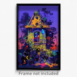 Art Poster - Dreary Cottage (Psychedelic Trippy Weird 11x17 Cartoon Print)