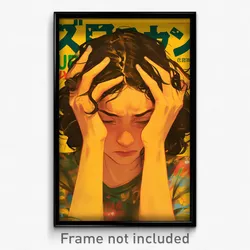 Brazilian Movie Poster - Woman Feeling Gloomy, Golden Yellow Sleeves (Art Print)