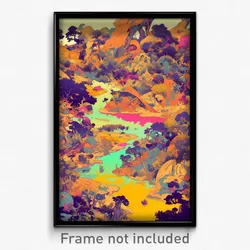 Art Poster - Detailed Savannah (Psychedelic Trippy Weird 11x17 Cartoon Print)